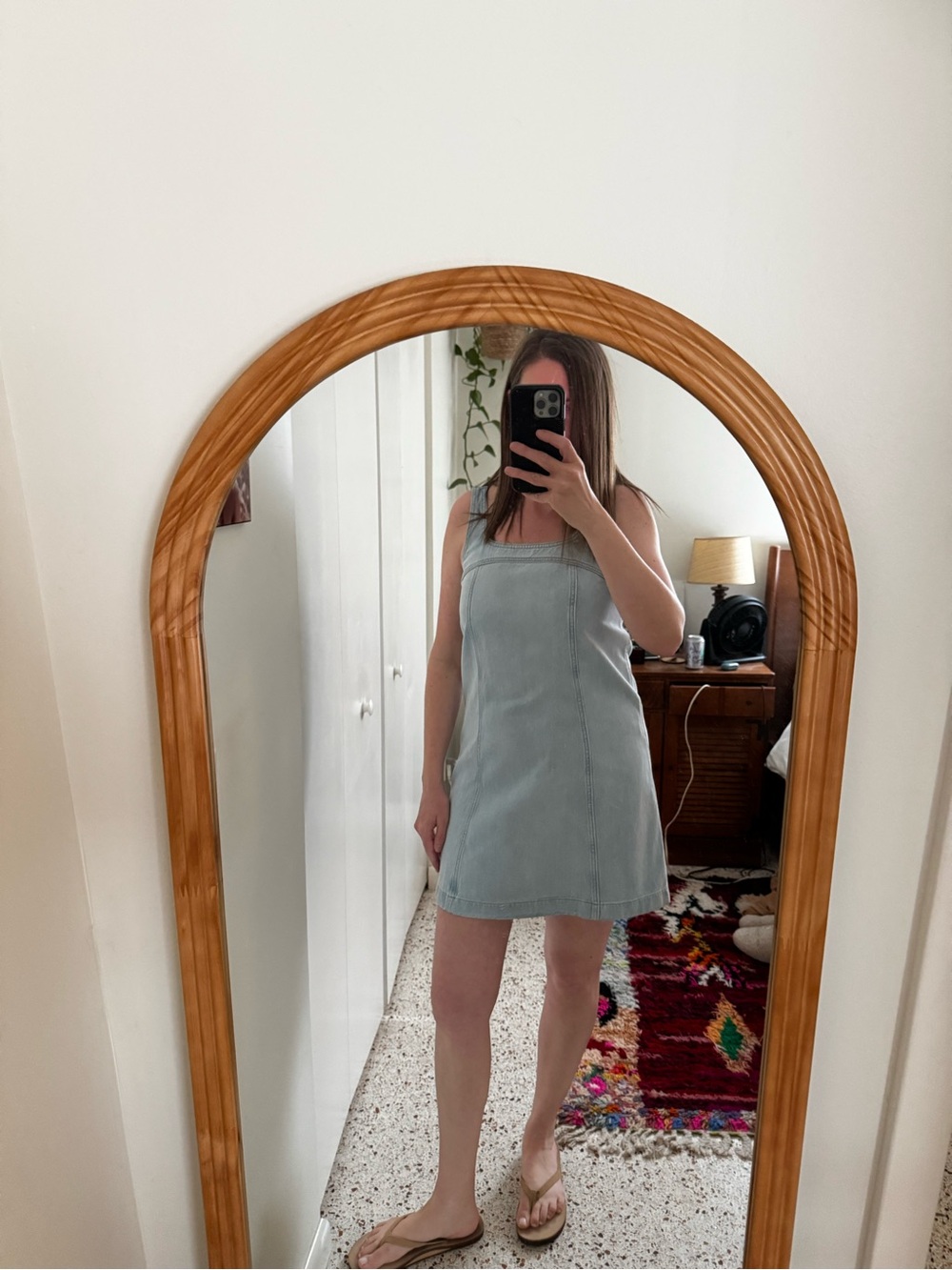 Madewell Light Blue Denim Square-Neck Mini Dress